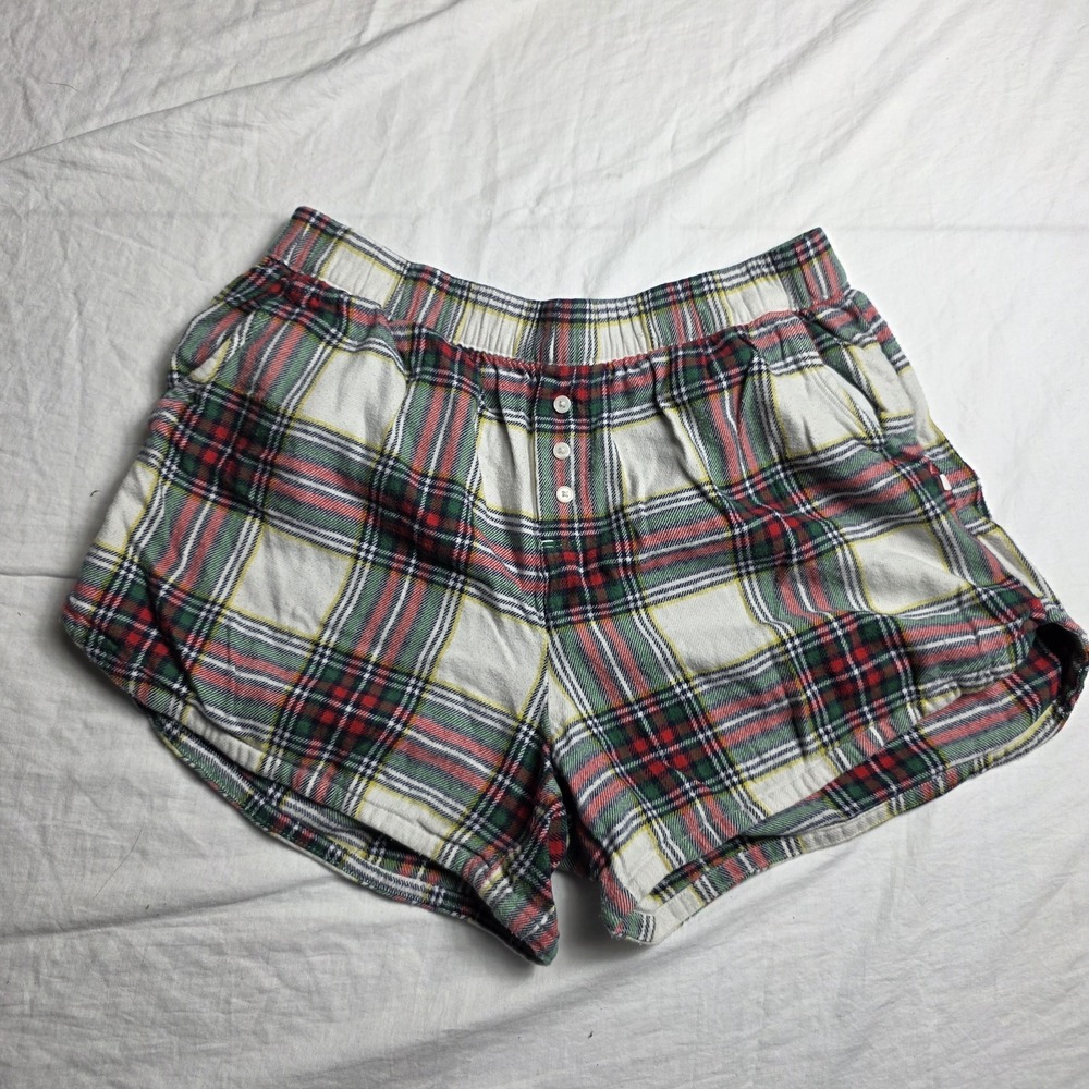 Aerie women's lounge shorts plaid medium red green
